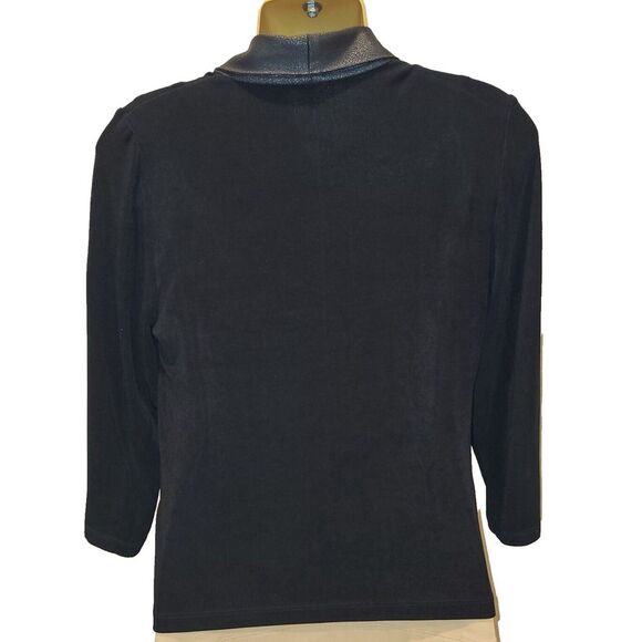 Vintage Chico's Travelers X-Small Black Short Jacket Tuxedo Style 3/4 Sleeve - Picture 4 of 8